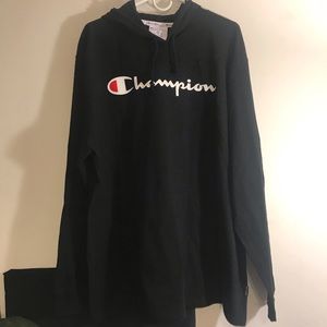 NEW CHAMPION BLACK HOODIE SWEATSHIRT SZ 2XL